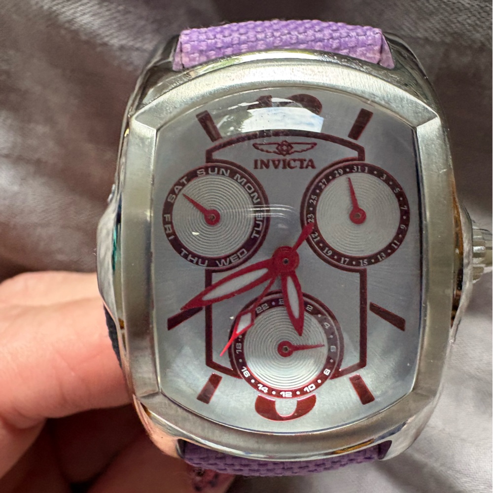 Invicta Silver Watch with Purple Strap